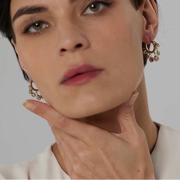 18K Gold Plated *Dangle Hoop* Earrings - Picture 2 of 9